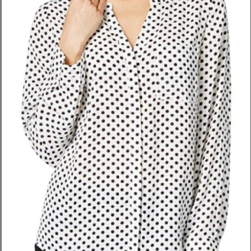 INC black and white polka dot blouse size 8